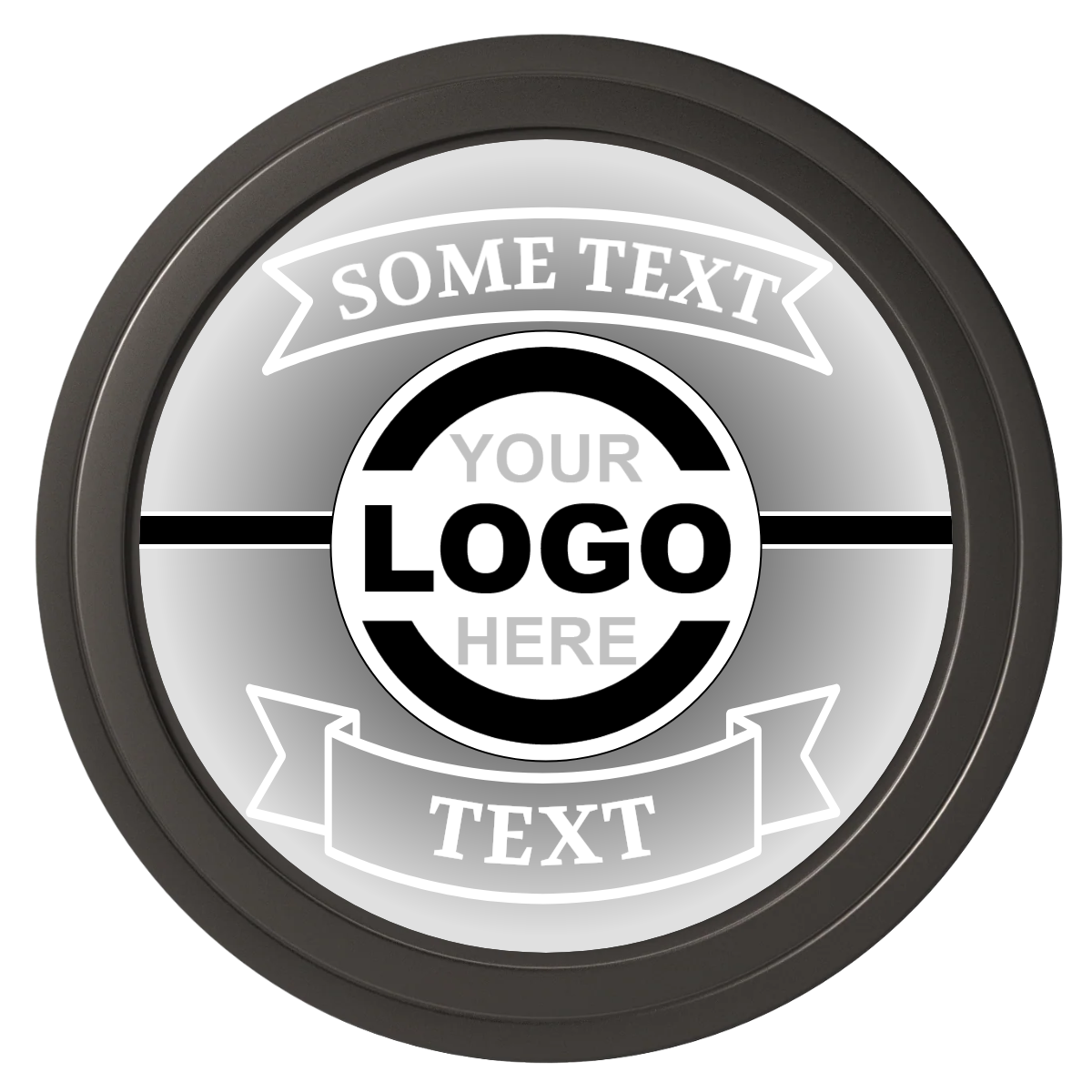 Double Banner Composite Poker Chips - Black / Solid - Front