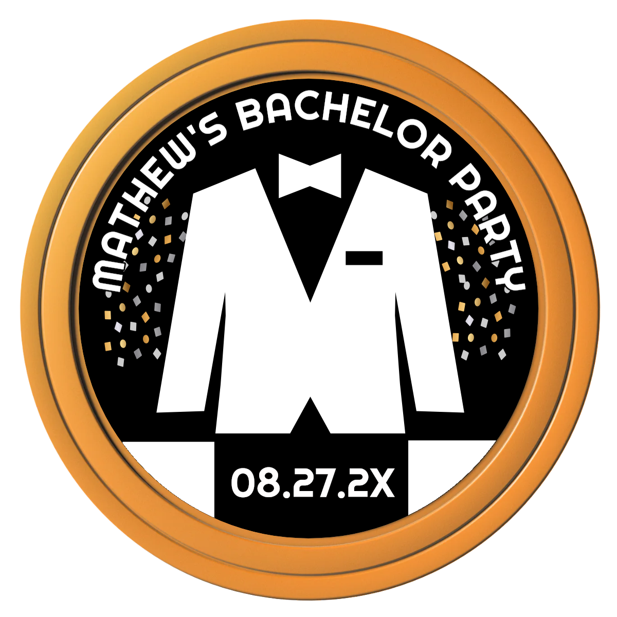 Bachelor No More Bowtie Composite Poker Chips - Orange / Solid - Front