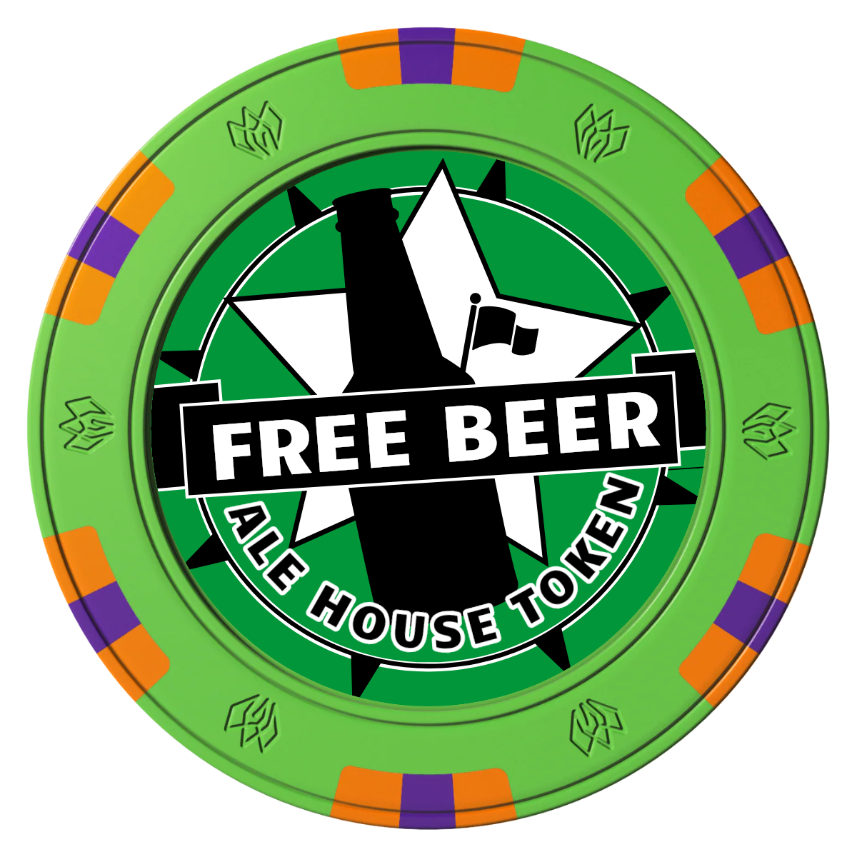 Free Beer Drink Clay Poker Chips - Green / 6 Spot Gem / 43mm - Front