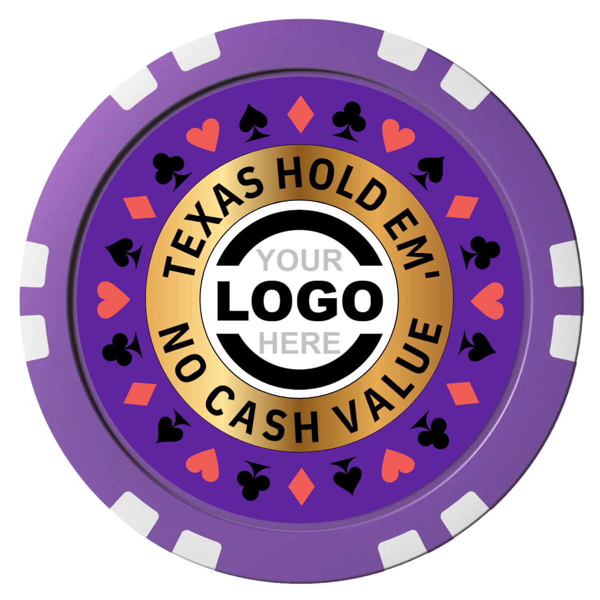 Texas Hold Em' Composite Poker Chips - Purple / Double Stripe - Front