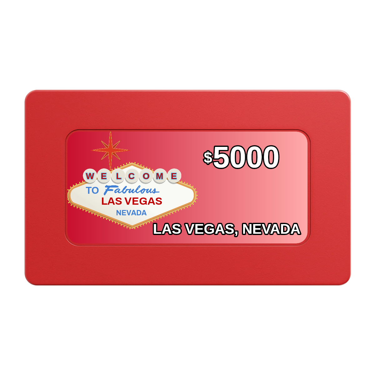 Vegas Sign Rectangular Poker Chip Plaques - Red - Front