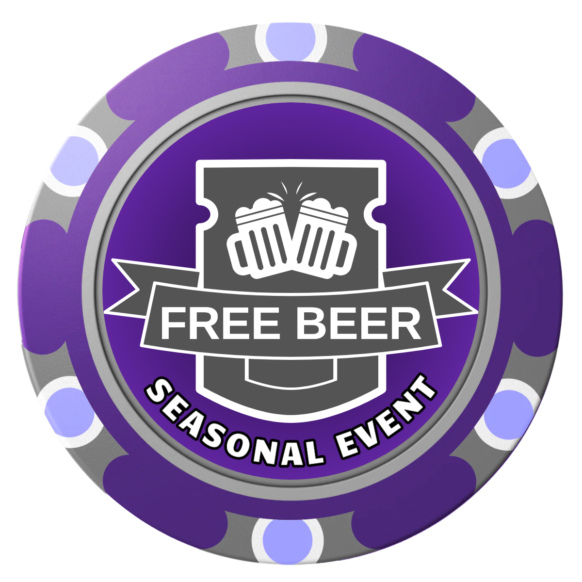 Craft Beer #001 Clay Poker Chips - Purple / Monte Carlo / 40mm - Front
