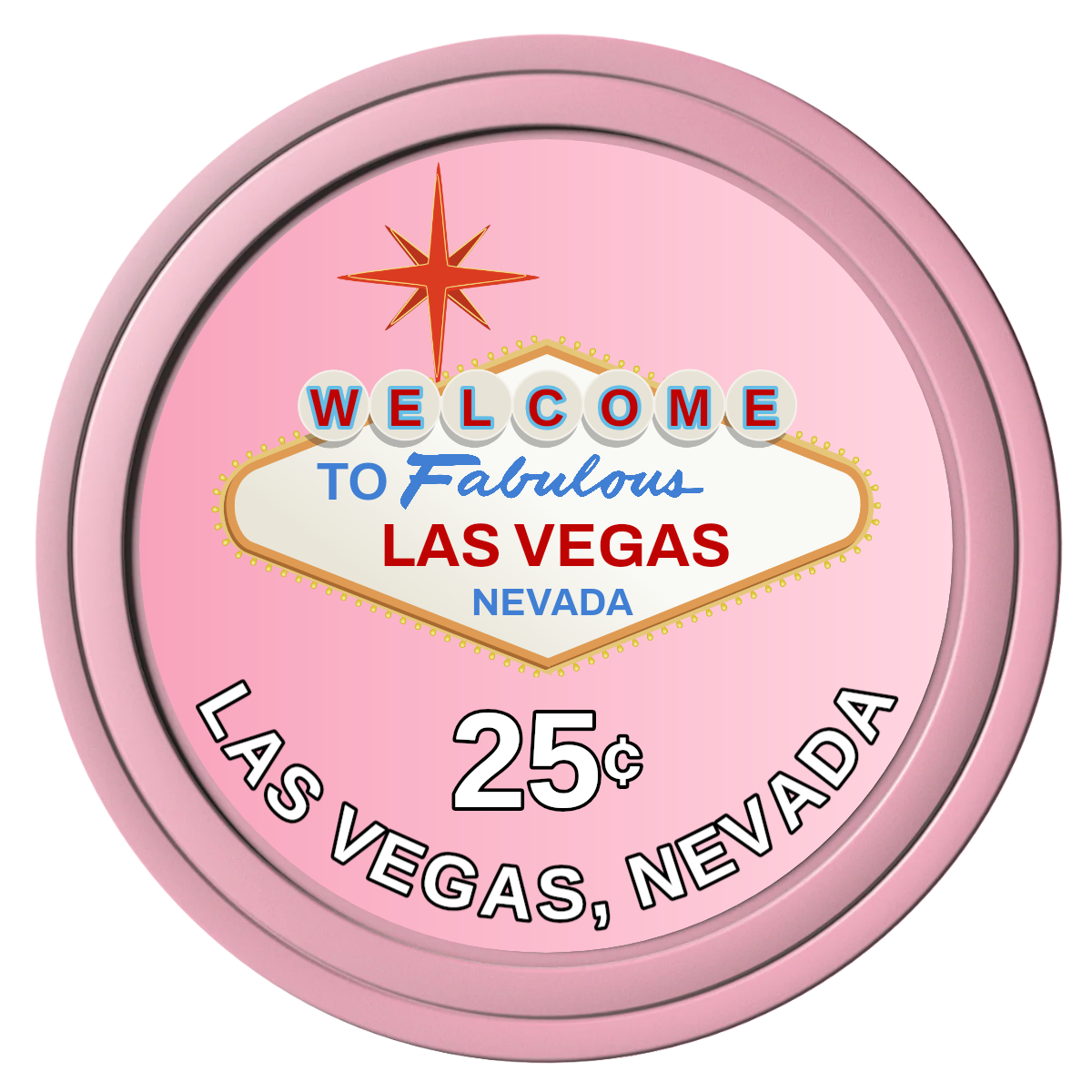 Vegas Sign Composite Poker Chips - Pink / Solid - Front