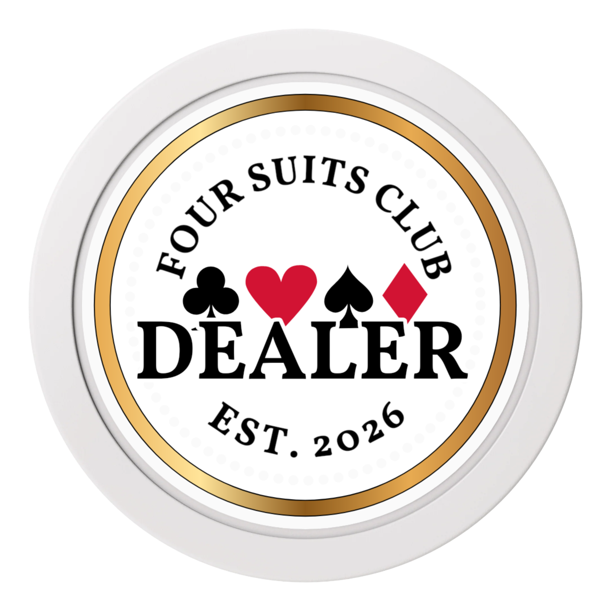Fours Suits Club 2" Composite Dealer Button - White - Back