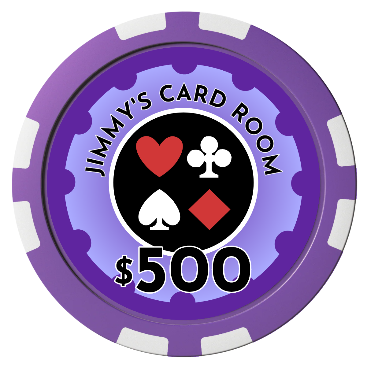 Your Four Suits Composite Poker Chips - Purple / 8 Stripe - Front