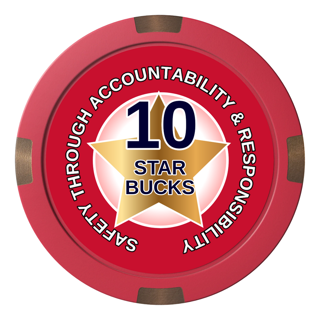 Safety Star Composite & Metal Hybrid Poker Chips - Red - Front