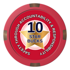 Safety Star Composite & Metal Hybrid Poker Chips - Red - Front