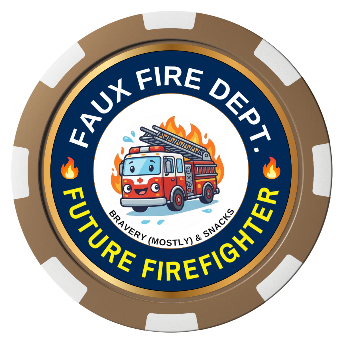 Future Firefighter Composite Poker Chips - Brown / 8 Spot - Front