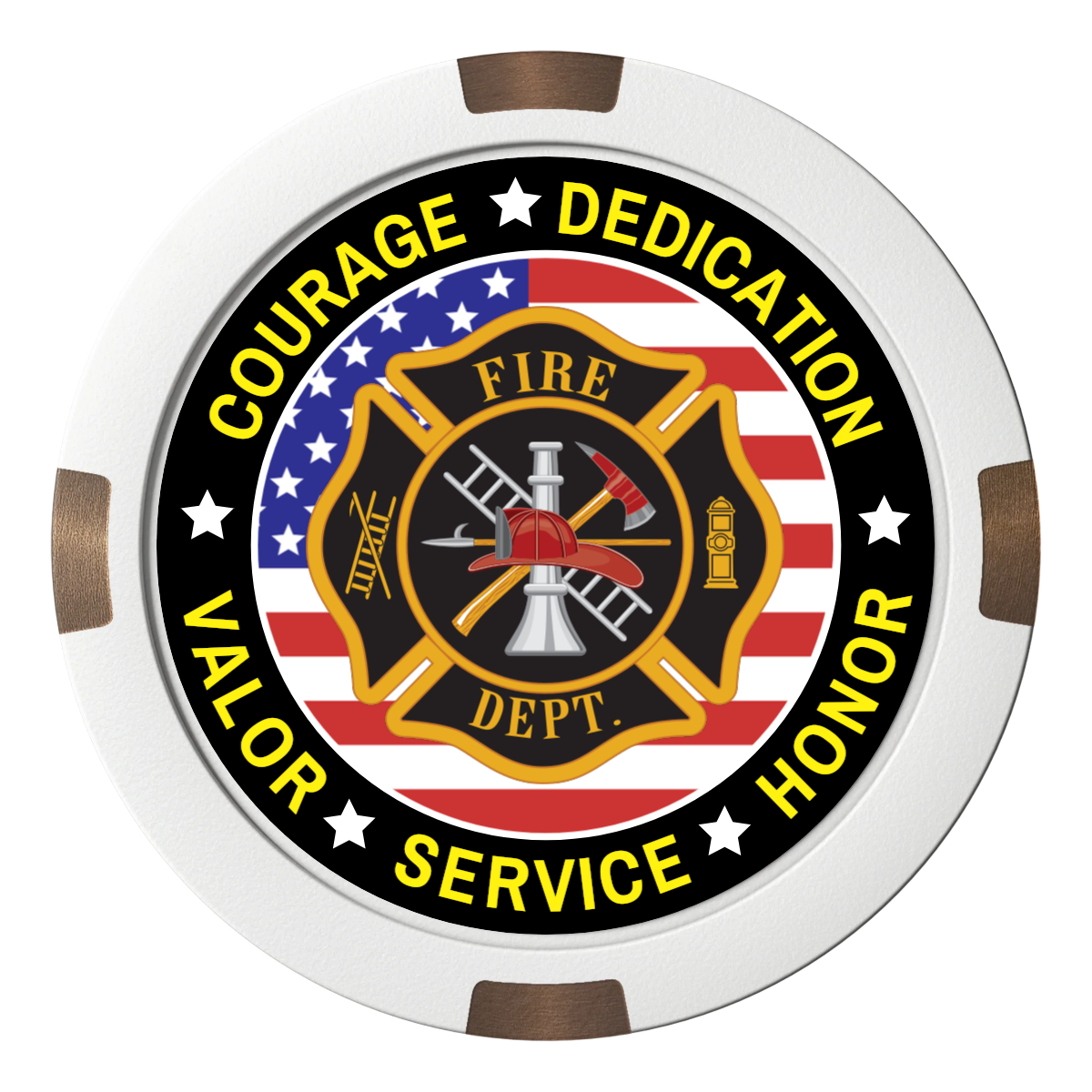Firefighter Maltese Cross Composite & Metal Hybrid Poker Chips - White - Back