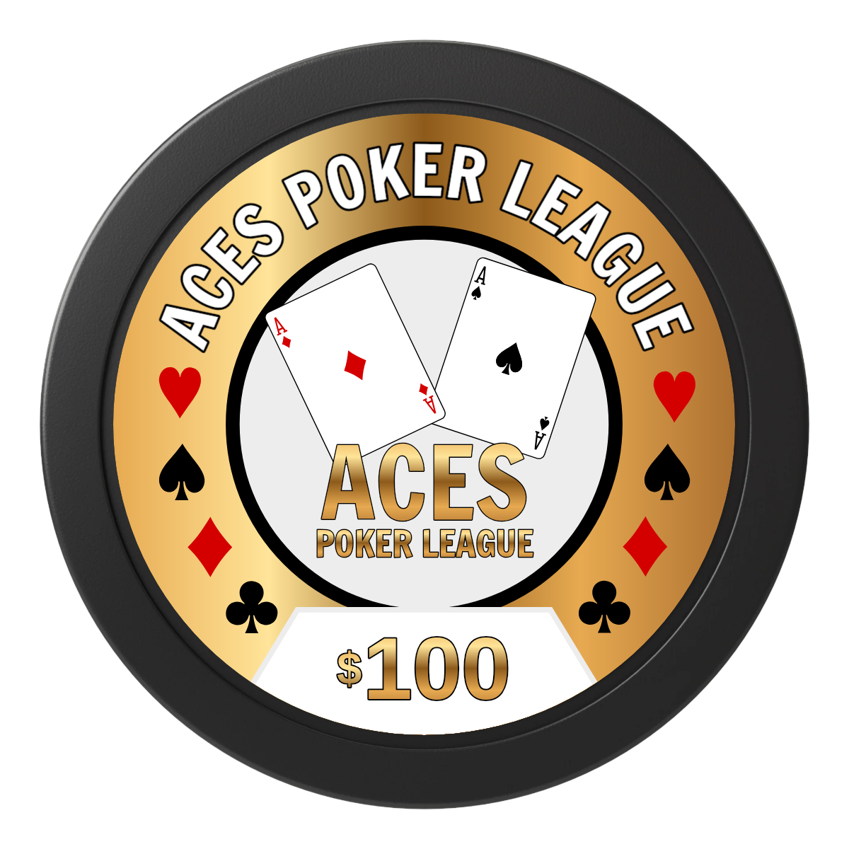 Aces Poker League 2" Oversized Poker Chips - Black - Front