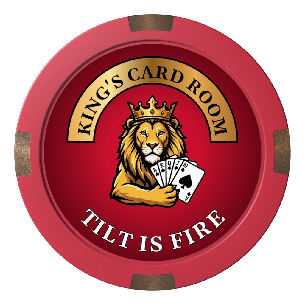 King's Card Room Composite & Metal Hybrid Poker Card Protectors - Red - Front
