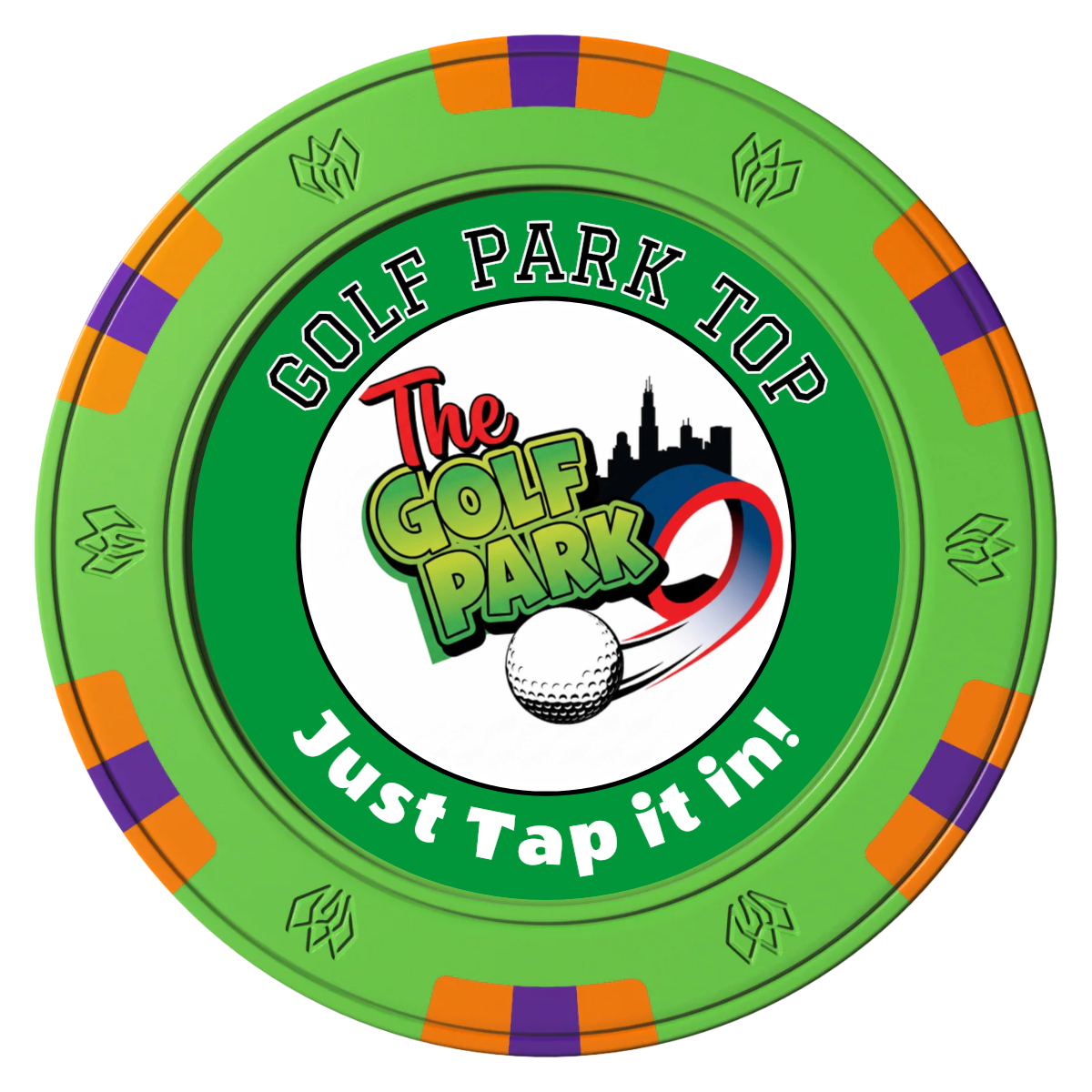 Golf Slogan Clay Poker Chips - Green / 6 Spot Gem / 40mm - Back