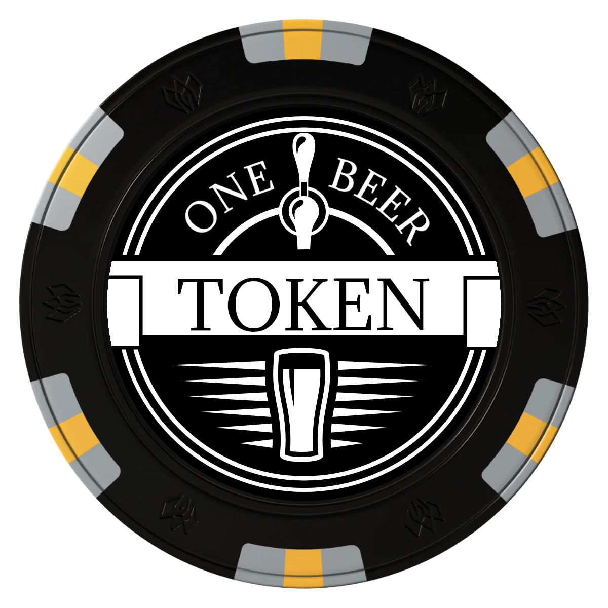 Tap Out Clay Poker Chips - Black / 6 Spot Gem / 40mm - Front