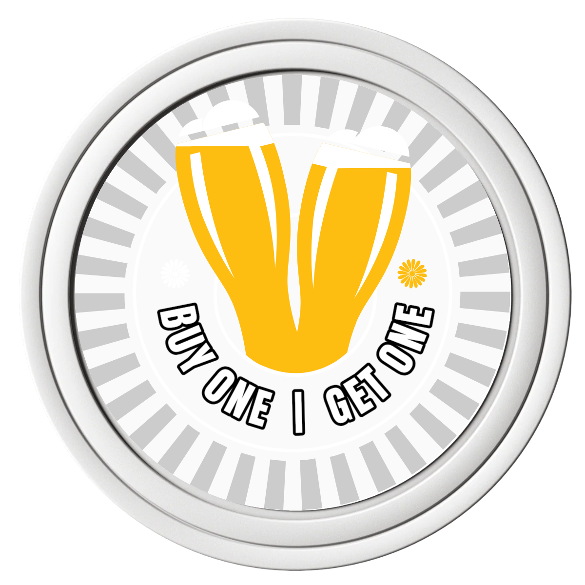 Double Pint Composite Poker Chips - White / Solid - Front