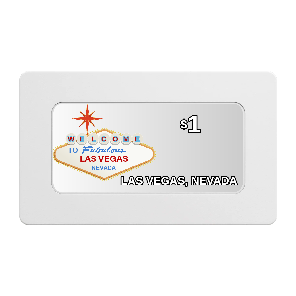 Vegas Sign Rectangular Poker Chip Plaques - White - Front