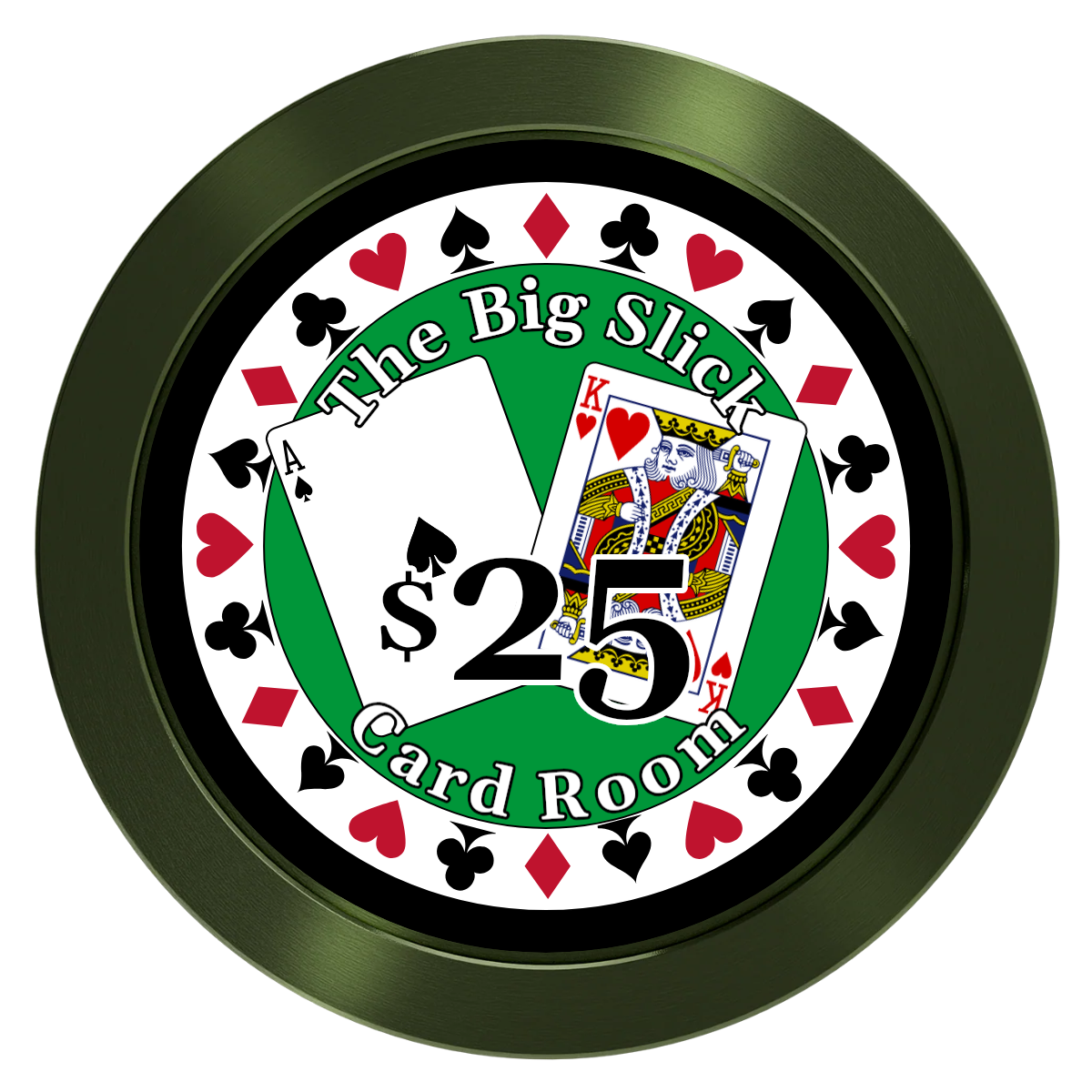 AK Big Slick Aluminum Poker Chips - Green - Back