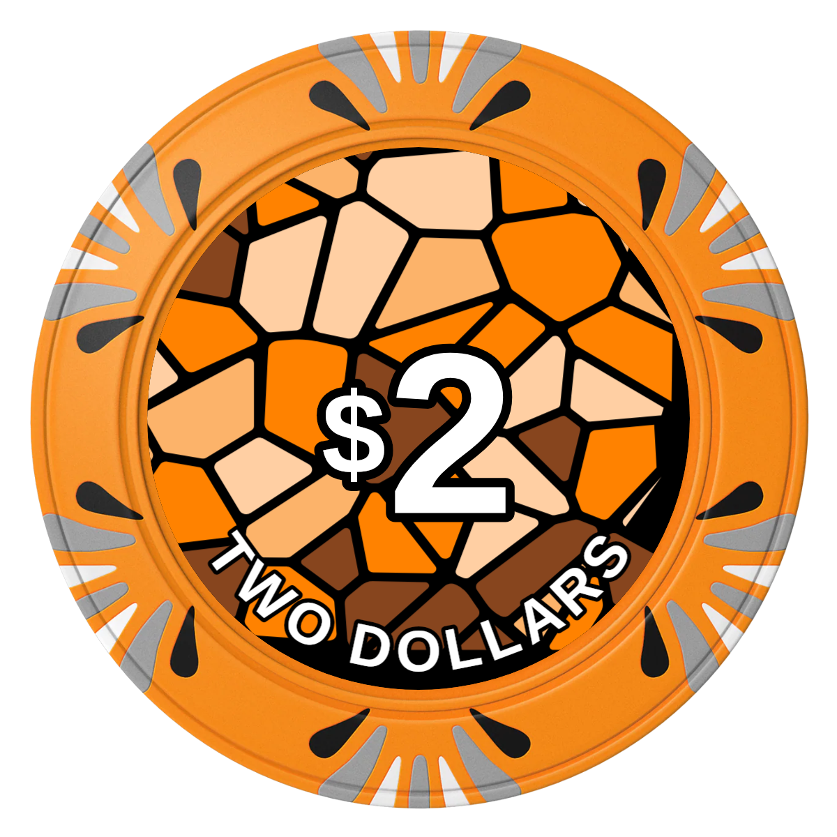 Stained Glass Clay Poker Chips - Orange / Macau / 40mm - Front