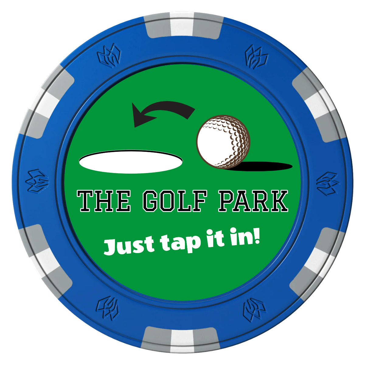 Golf Slogan Clay Poker Chips - Blue / 6 Spot Gem / 40mm - Front