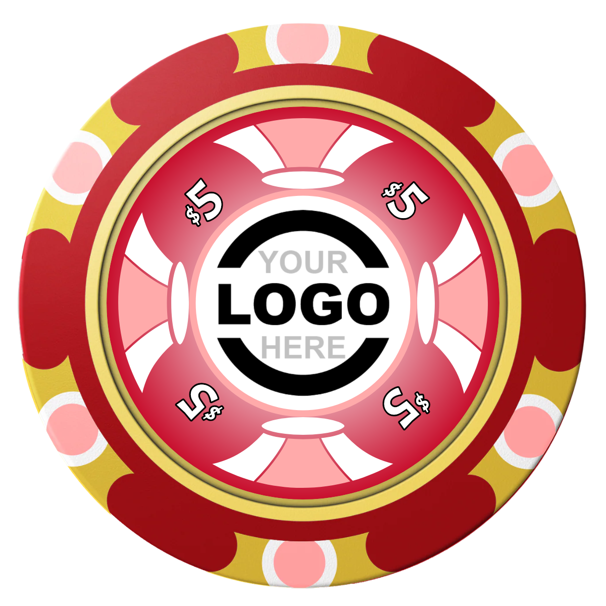 Alan Baker 4-2S A Clay Poker Chips - Red / Monte Carlo / 40mm - Front