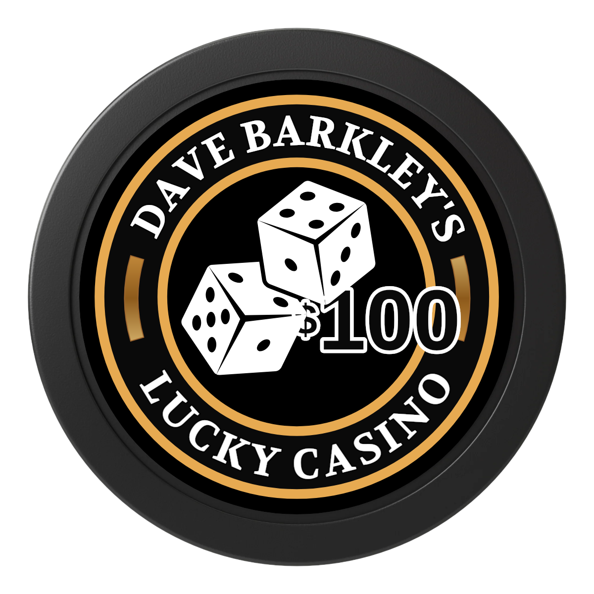 Dave's Lucky Casino 2" Oversized Poker Chips - Black - Front