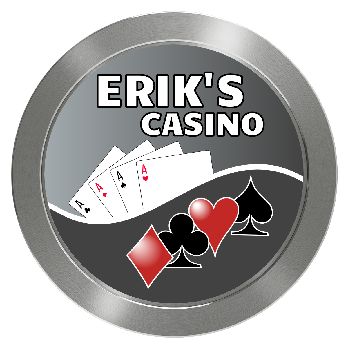 Erik's Casino Aluminum Poker Chips - Silver - Front