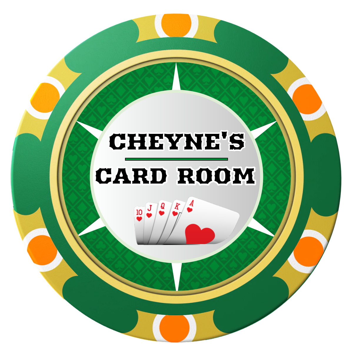Cheyne's Card Room Clay Poker Chips - Green / Monte Carlo / 40mm - Front