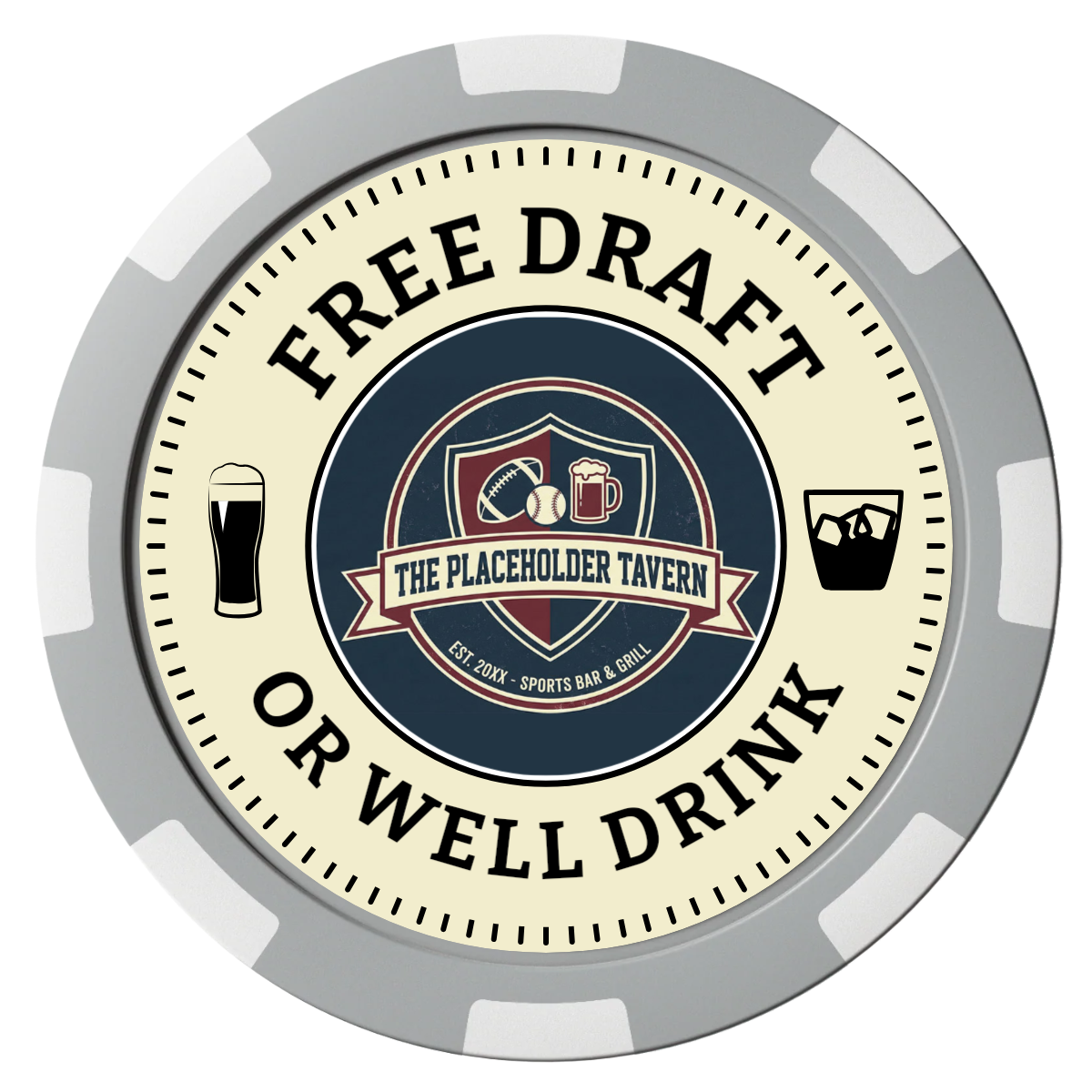 Beer Shop Composite Poker Chips - Gray / 8 Spot - Front