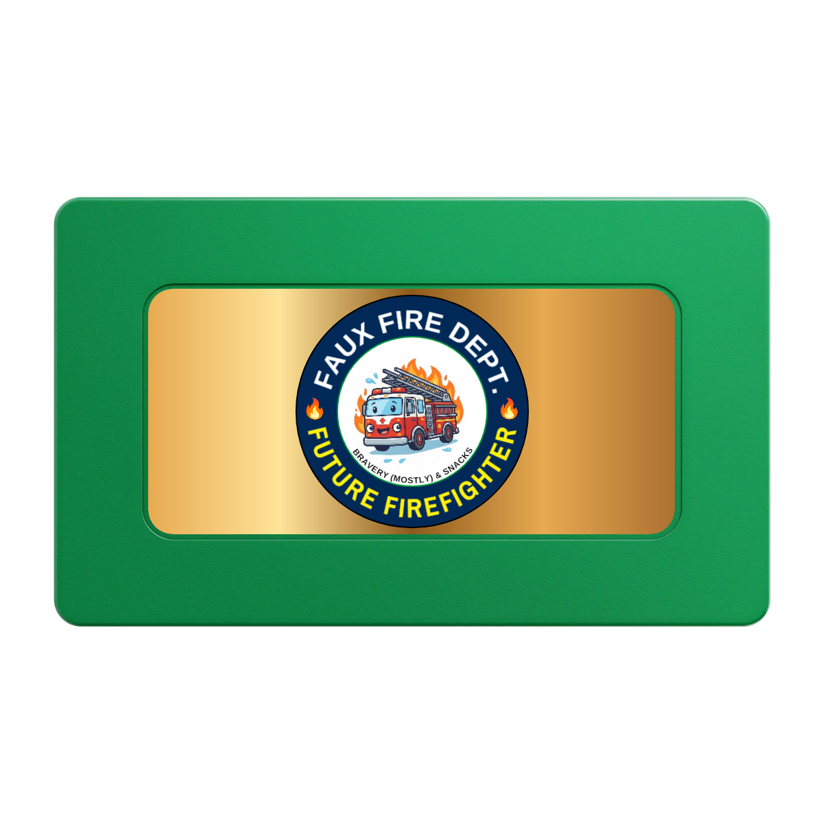Future Firefighter Rectangular Poker Chip Plaques - Green - Front