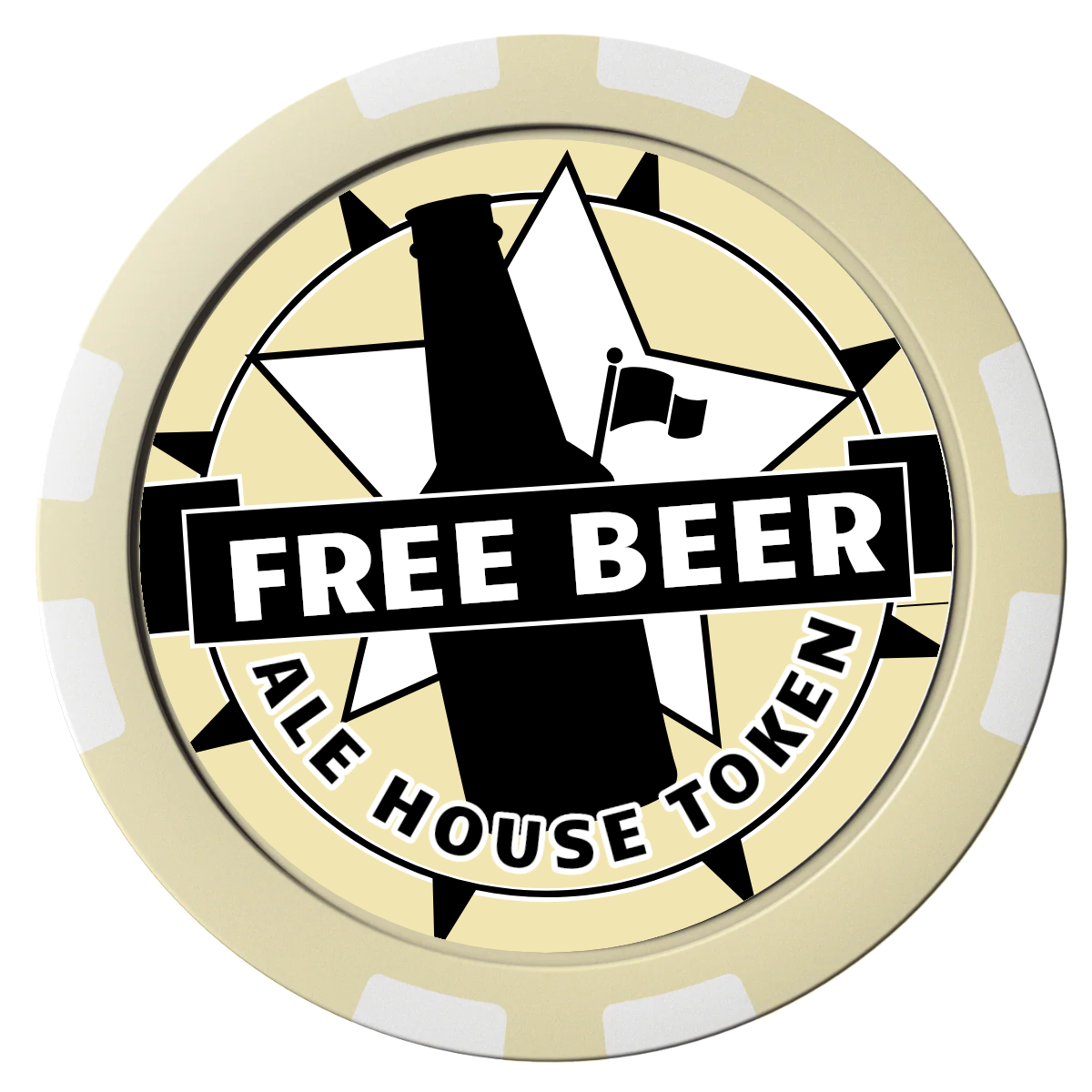 Free Beer Drink Composite Poker Chips - Ivory / 8 Stripe - Front