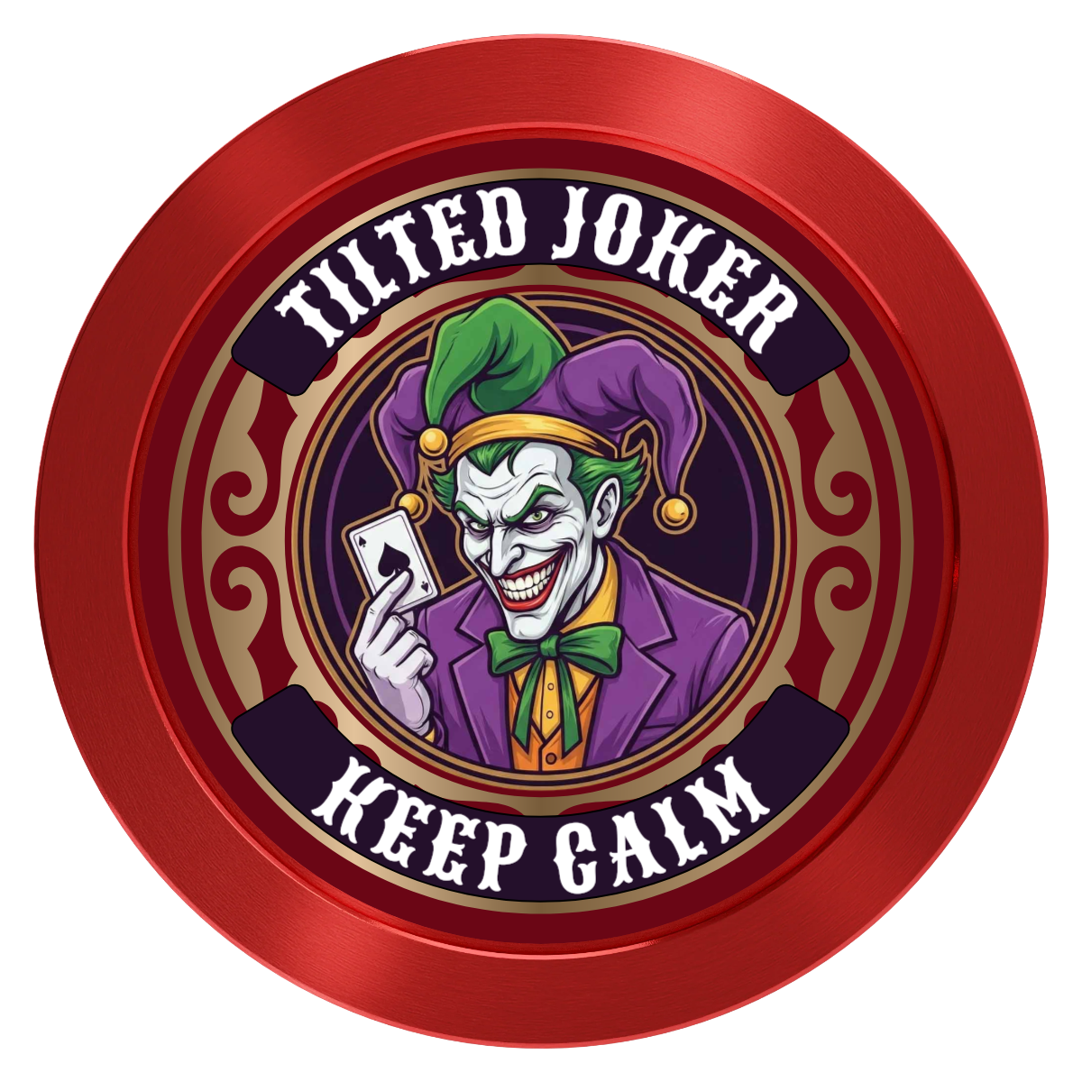 Tilted Joker Aluminum Poker Card Guards - Red - Back