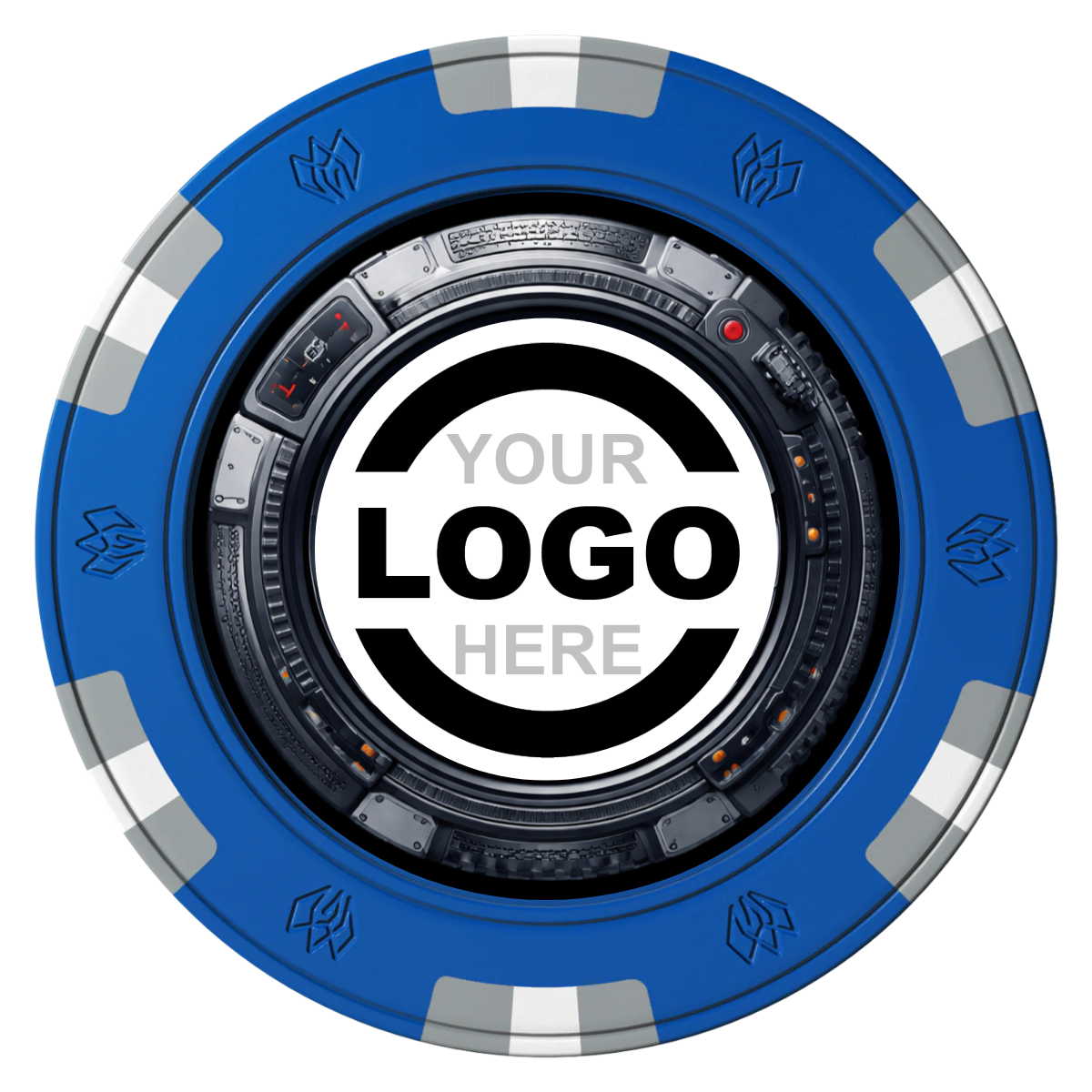 Auto Marked IV Clay Poker Chips - Blue / 6 Spot Gem / 40mm - Back