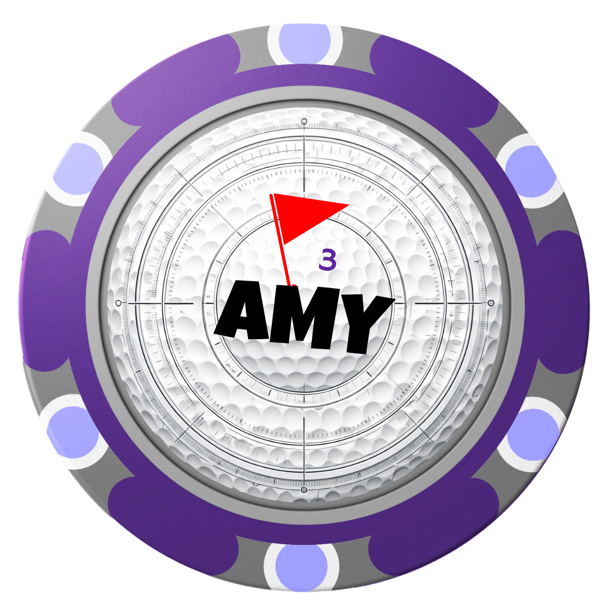 Ball Marcus Jr. Clay Poker Chips - Purple / Monte Carlo / 40mm - Front