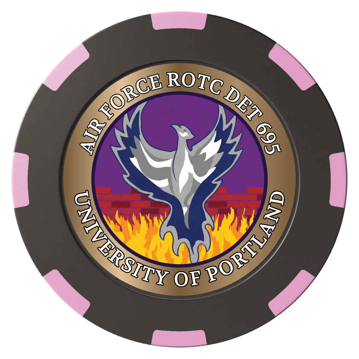 Air Force ROTC Det 695 Clay Poker Chips - Black / 8 Spot (2 Tone) / 40mm - Front