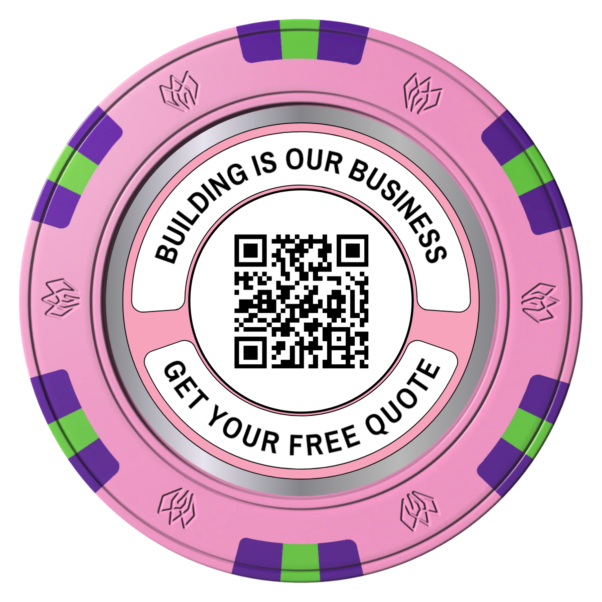 Acme Construction Clay Poker Chips - Pink / 6 Spot Gem / 43mm - Front
