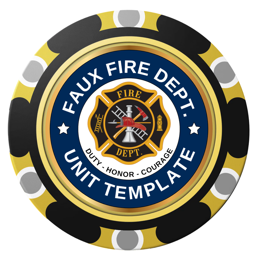 Faux Fire Dept. #01 Clay Poker Chips - Black / Monte Carlo / 40mm - Front