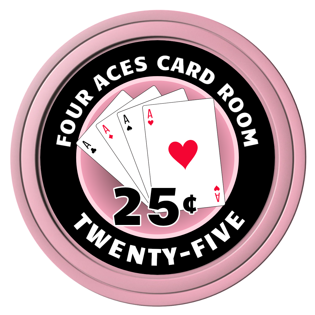 4 Aces Poker Room Composite Poker Chips - Pink / Solid - Front