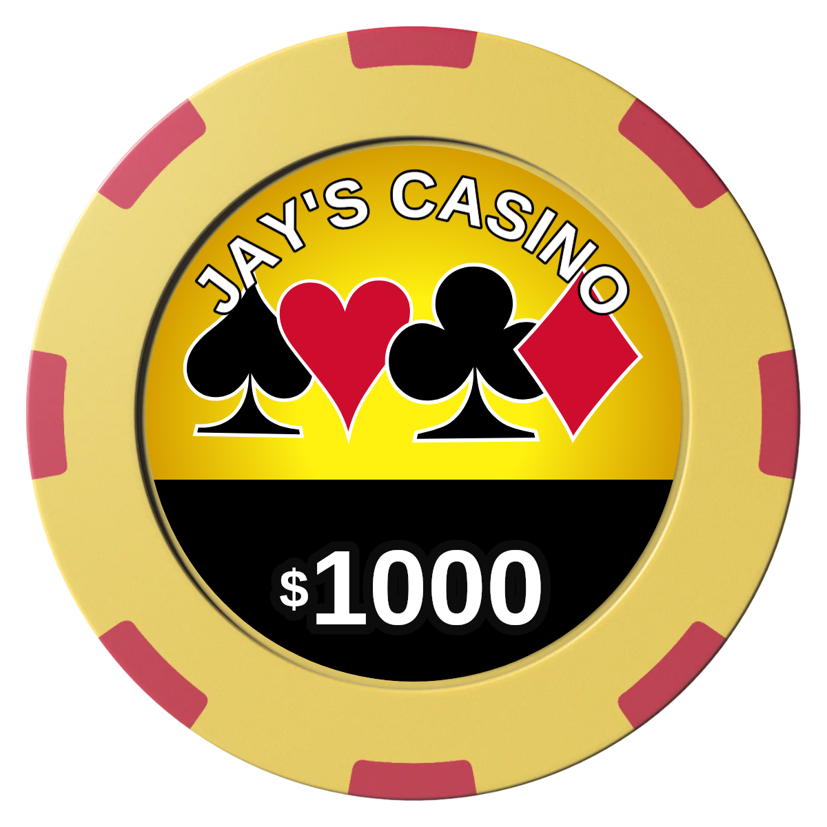 Jay's Casino Clay Poker Chips - Yellow / 8 Spot (2 Tone) / 40mm - Front