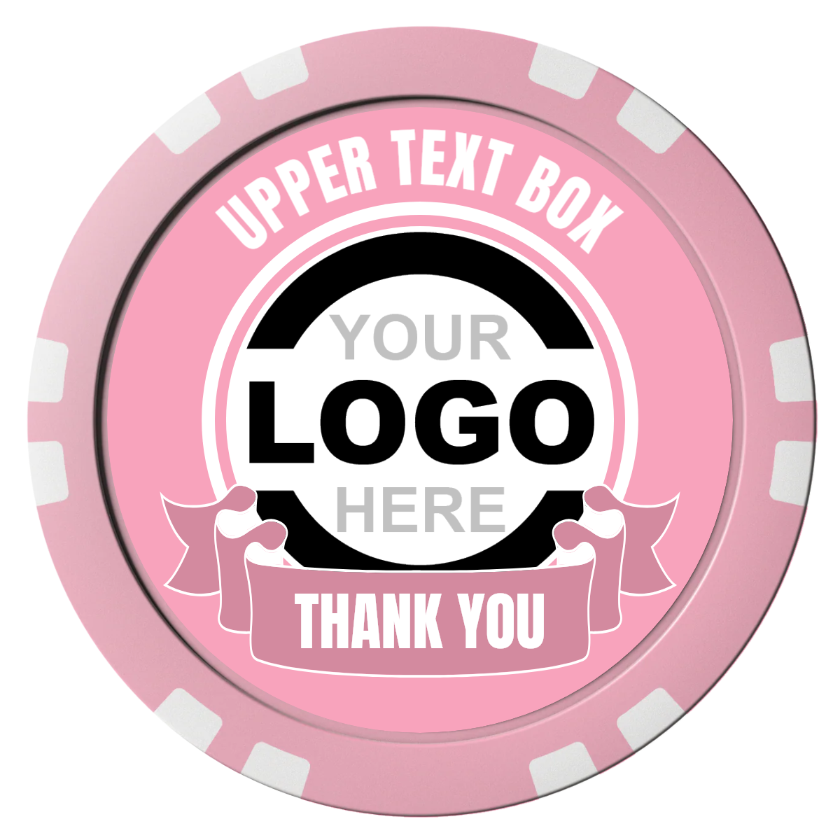 Lower Banner Composite Poker Chips - Pink / Double Stripe - Front