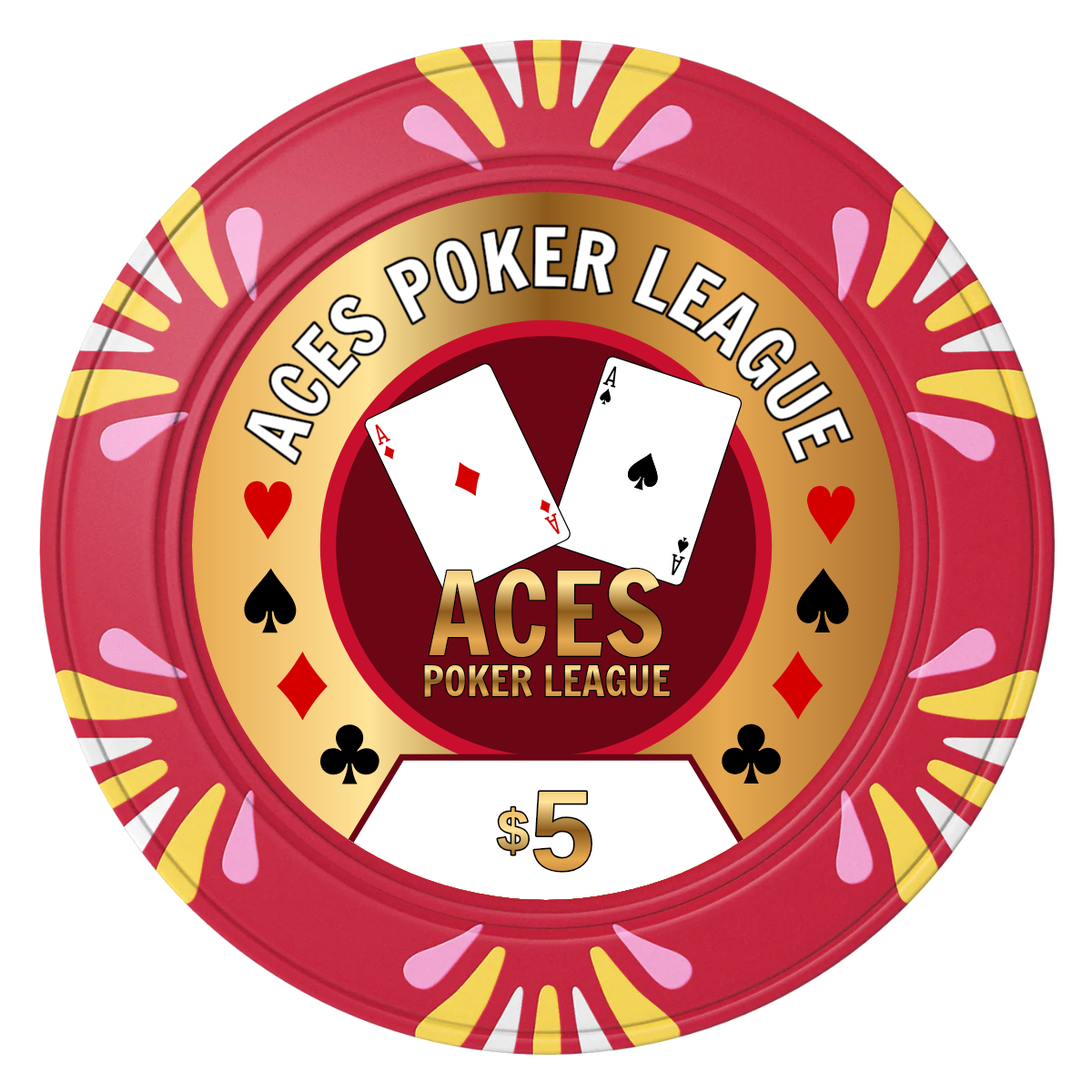 Aces Poker League Clay Poker Chips - Red / Macau / 40mm - Front