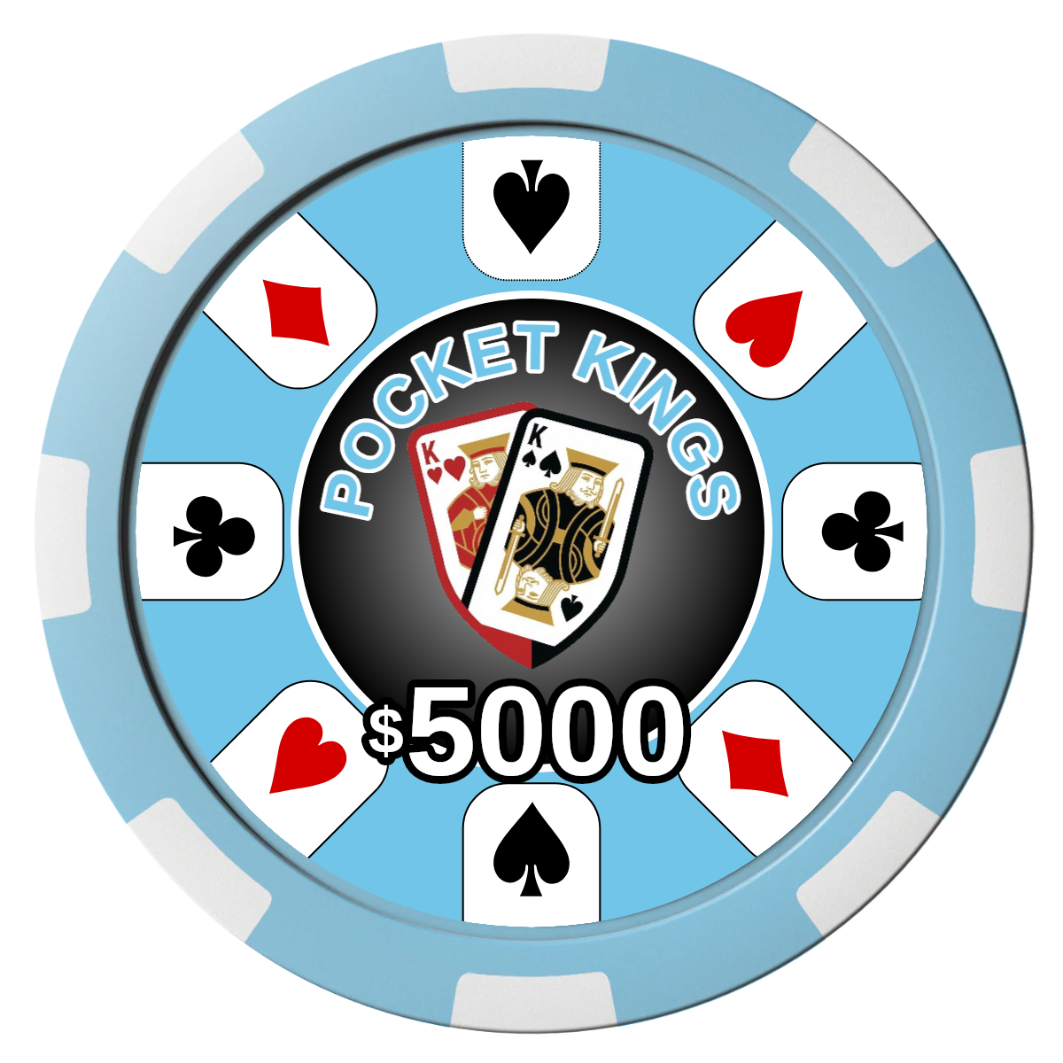 Pocket Kings Composite Poker Chips - Light Blue / 8 Spot - Front