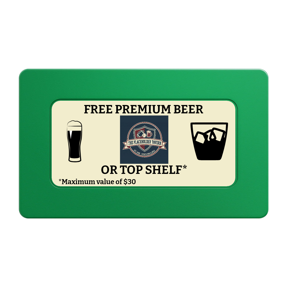 Beer Shop Rectangular Poker Chip Plaques - Green - Front