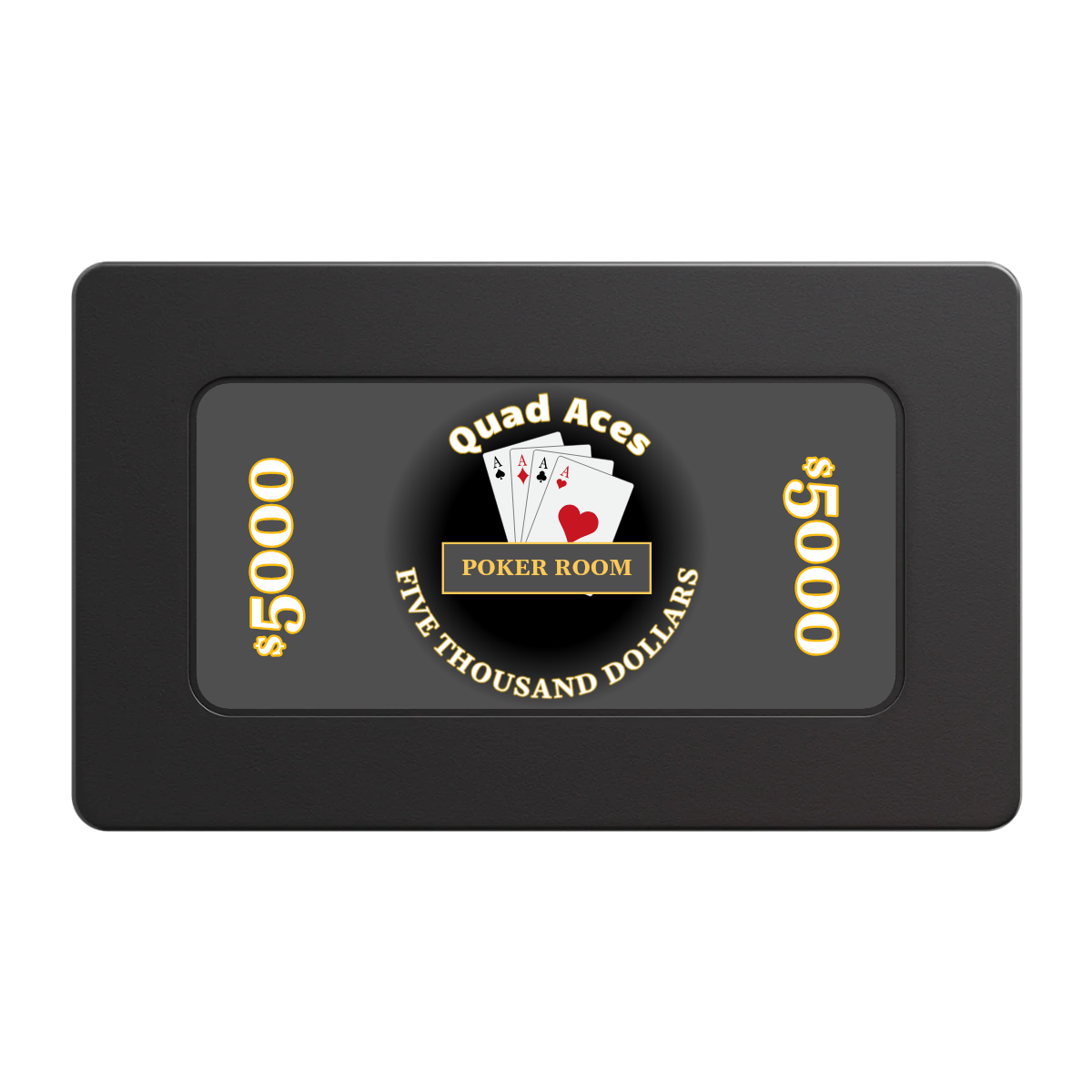 Quad Aces Rectangular Poker Chip Plaques - Black - Front