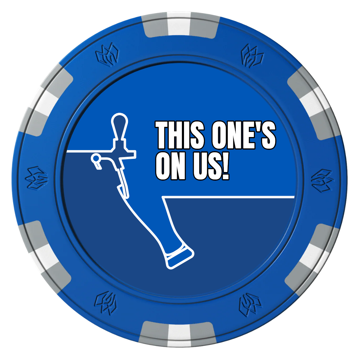 I'd Tap That Clay Poker Chips - Blue / 6 Spot Gem / 43mm - Front
