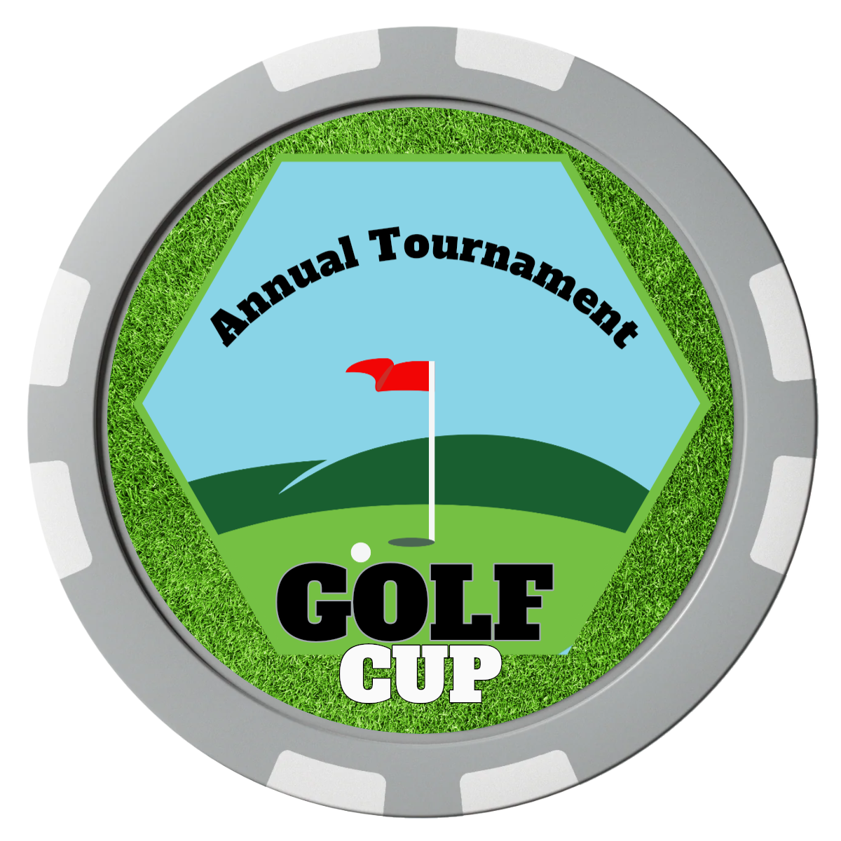 Golf Cup Composite Poker Chips - Gray / 8 Stripe - Front