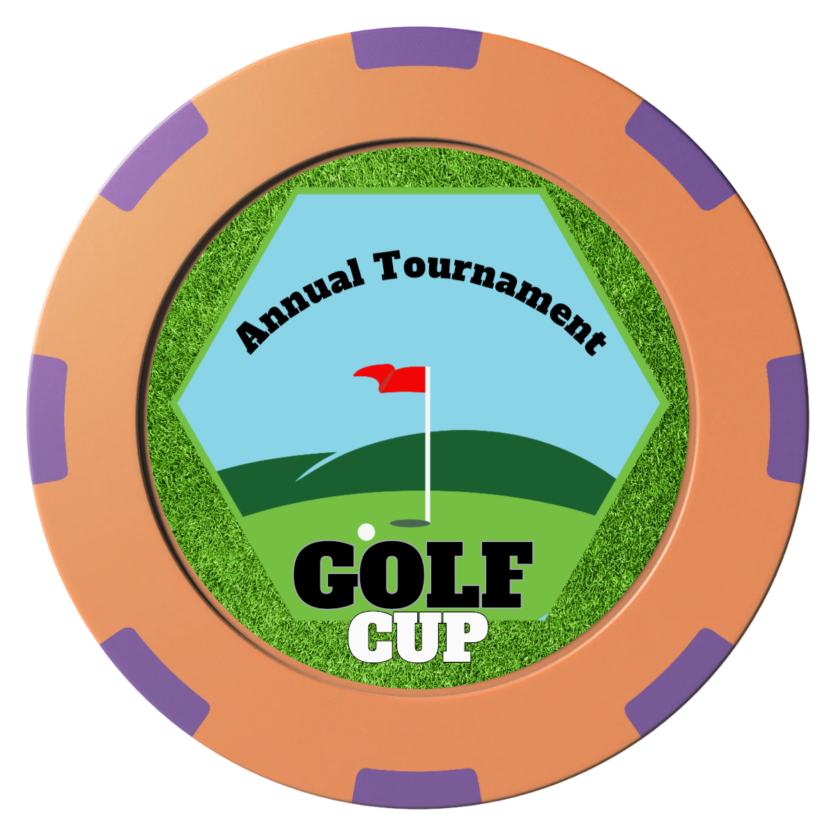 Golf Cup Clay Poker Chips - Orange / 8 Spot (2 Tone) / 40mm - Front