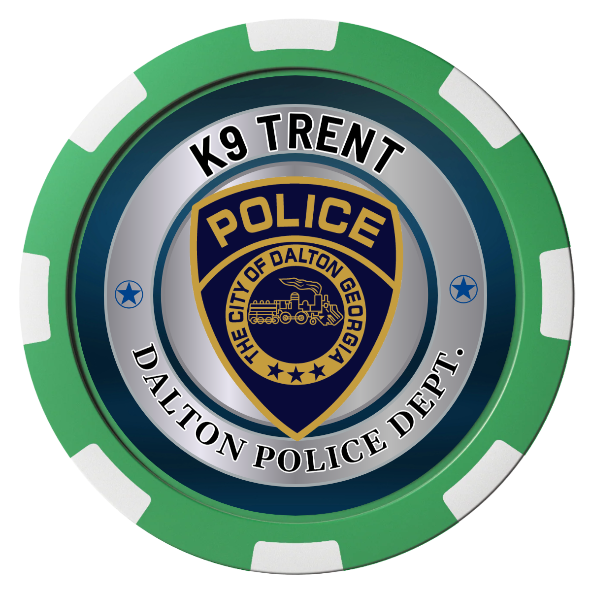 K-9 Trent Magnetic Composite Poker Chips - Green / 8 Spot - Back