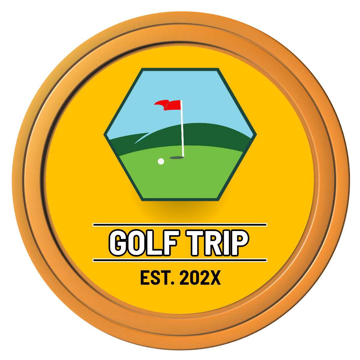 Golf Trip #001 Composite Poker Chips - Orange / Solid - Front