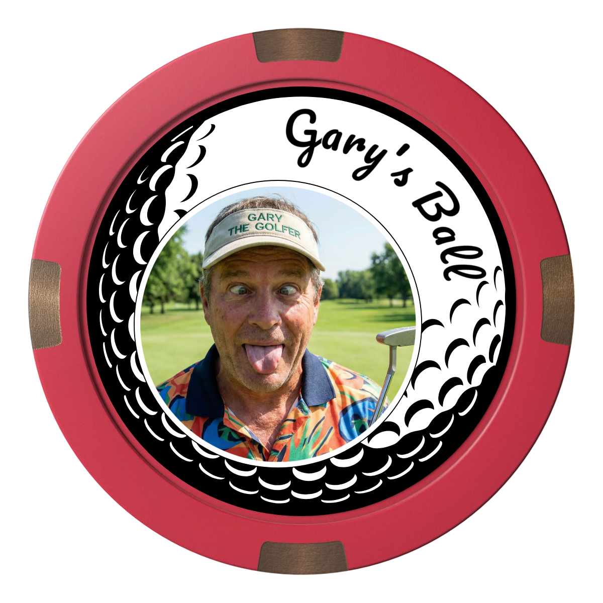 Gary's Ball Composite & Metal Hybrid Poker Chips - Red - Front