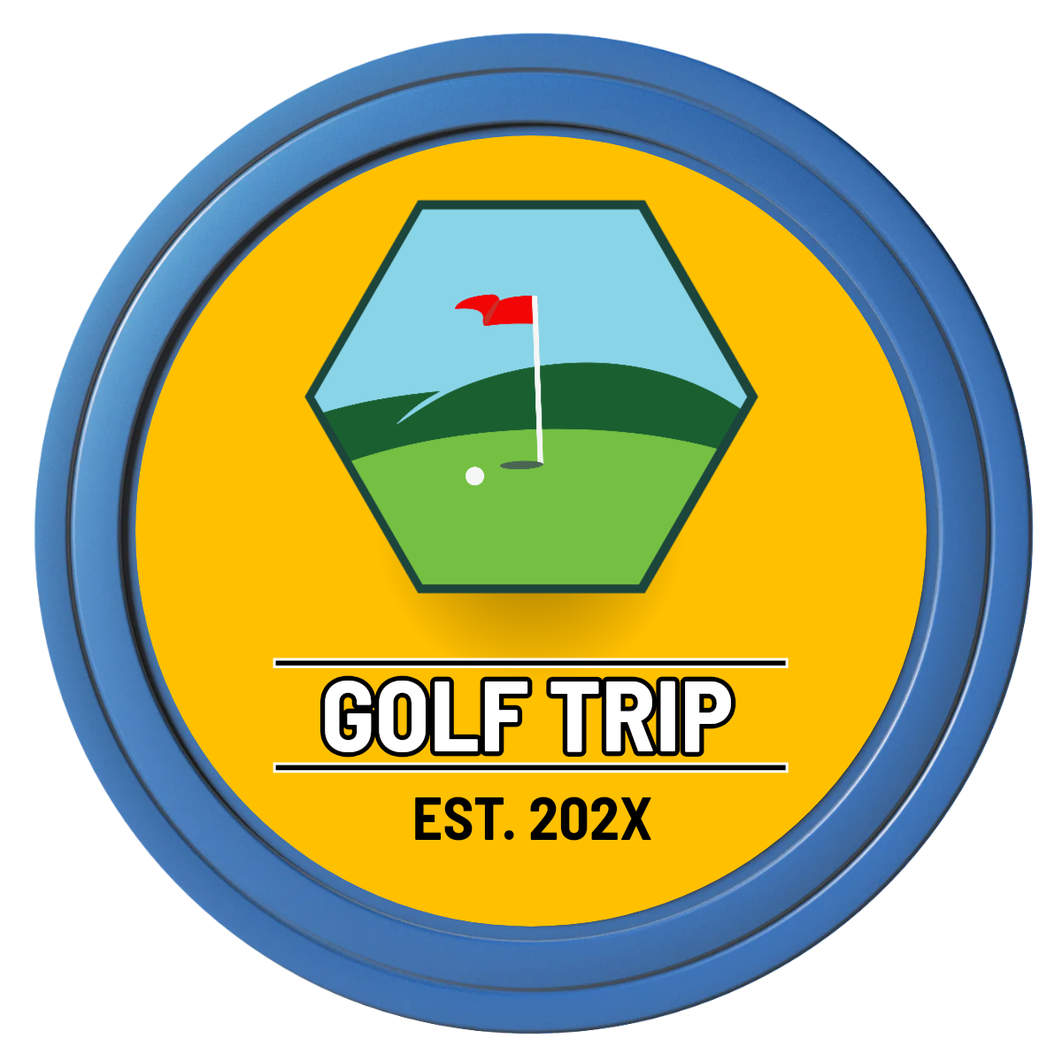 Golf Trip #001 Composite Poker Chips - Blue / Solid - Front