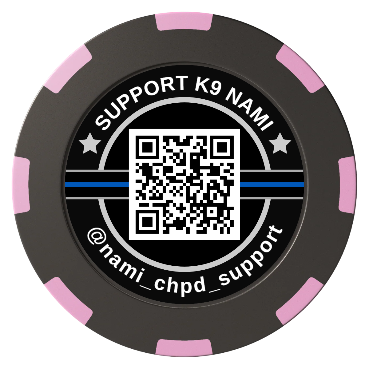 Police Department K9 #02 Clay Poker Chips - Black / 8 Spot (2 Tone) / 40mm - Back